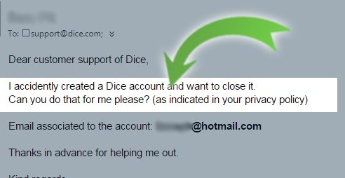 delete dice account
