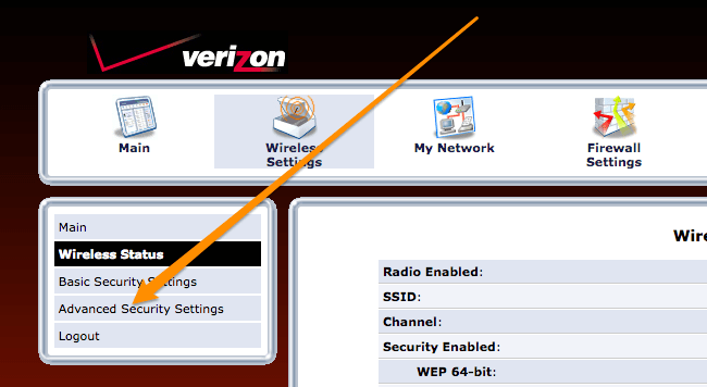 change default verizone router password