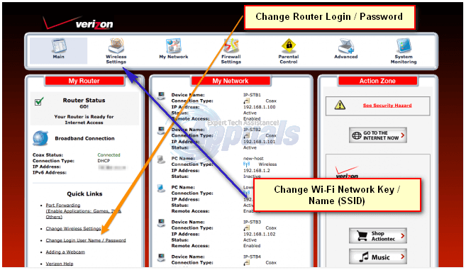 Default login Details Actiontec Router How to Change