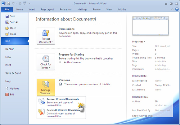 Recover Unsaved Word Document [MS Word 2007 and lower versions]