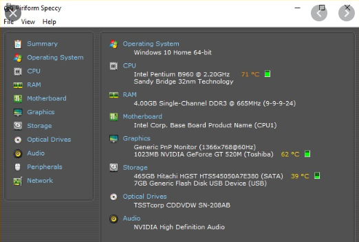Speccy - 10 Best CPU Temperature Monitor Tools for Windows
